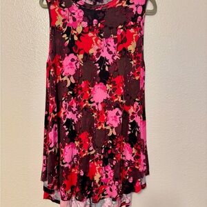 Lane Bryant Vibrant Pink and Black Floral Blouse